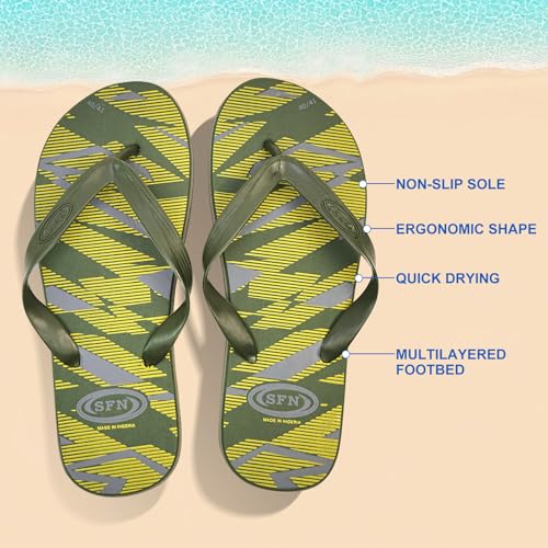 Men's Flip Flops – Quick-Dry, Non-Slip Lightweight Sandals for Beach, Pool, Summer & Outdoor Activities (Dark Green)2
