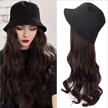 ASG Womens Fashion New Summer Collection 22 Inch Long Culry Cap Attached Hair Extension / Hair Wig for Girls (Brown)