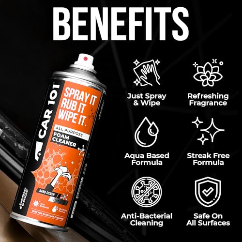 Image of Car101 All Purpose Foam Cleaner 500 ml | Premium Multi-Surface Car Interior and Exterior Cleaning | Spray for Leather, Dashboard | Deep Cleaning Foam Formula