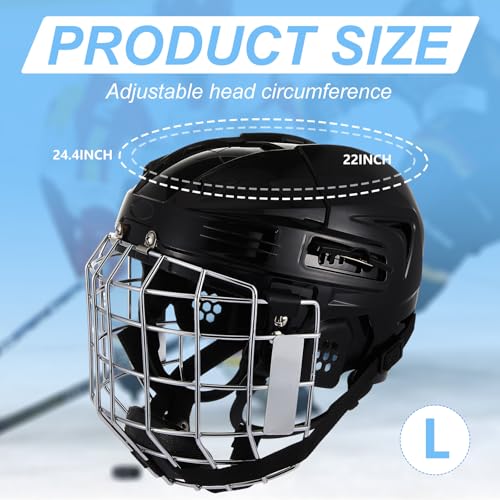 image for Sabary Adult Black Hockey Helmet Combo with Facemask Cage, High Densit