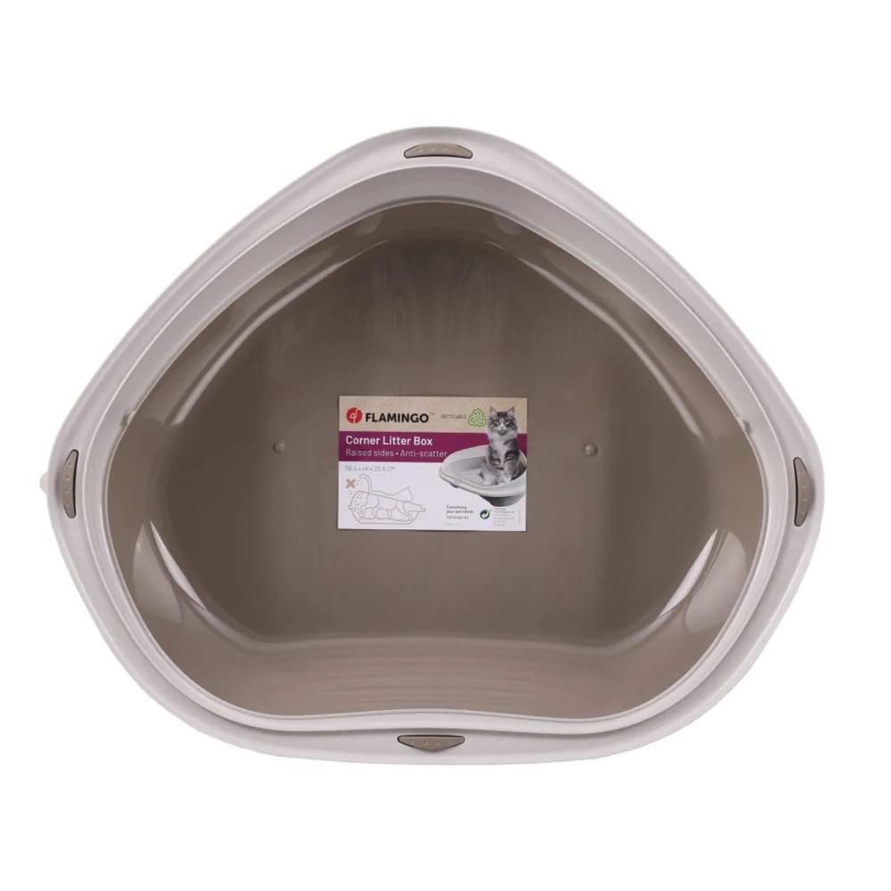 Flamingo OFFENE KATZENTOILETTE Ecke SADIO Taupe L 58,5x48x20,5CM