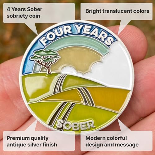 Image of The Achieve Mint 4 Years Sober Token | Four Year Sober Chip | Non-AA Medal, Non-Religious Gift for Women and Men Celebrating Sobriety