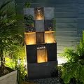 Bumilgar Water Fountain Outdoor Fountain - 45.3 Inches Tall 4 Tiered Modern Waterfall Fountains with LED Lights Pump for Garden, Patio, Backyard, Deck, Porch and Home Art Decor
