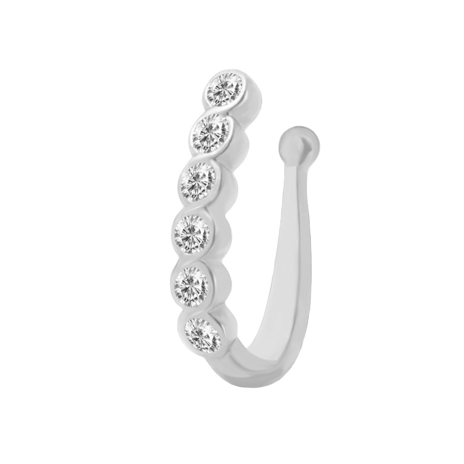 Without Non Piercing Silver Nosepin Pressing Type Clip on Press Nose ring Studs for Girls & Women-image-32