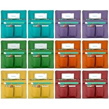 Chair Pockets for Classrooms 24 Pack,13 x 14 inch Multicolor Chair Back Buddy Pockets with 4 Pockets & Name Slot & Tags, Back of Chair Organizer for Classroom Chairs Seat Storage