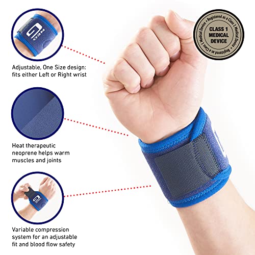 Neo-G Wrist Band - Support For Joint Pain, Arthritis, Sprains, Strains, Instability, Sports, Golf, Tennis, Basketball - Adjustable Compression - Class 1 Medical Device - One Size - Blue - Thumbnail 2