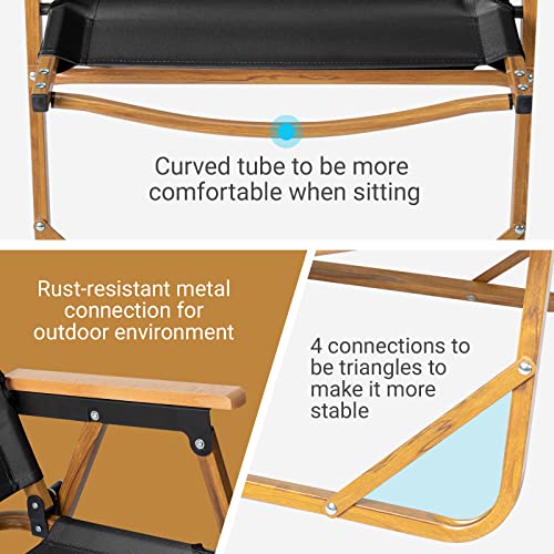 Outvita Portable Folding Camping Chair, Ultralight Low Beach Chair, Durable Aluminum Frame Armchairs For Hiking Concert Fishing Picnic, Supports 220Lbs (Black Medium) #TOP3