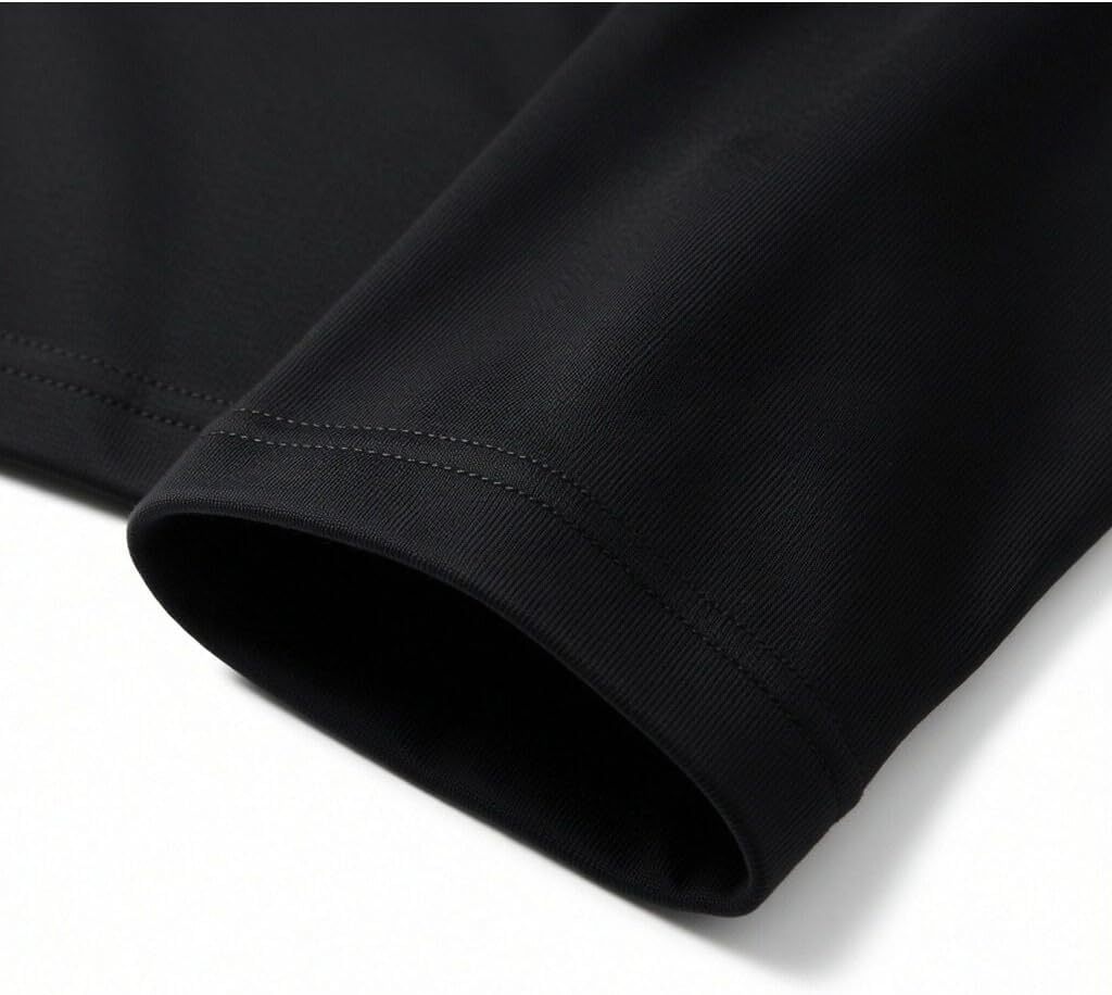 TanBridge Men's Black Cotton Long Sleeve Shirt Men Casual Lightweight Undershirts Packs Plain T-Shirts
