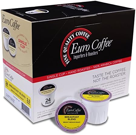 Euro Coffee Single-Serve K-Cup Keurig 2.0 Compatible. Award Winning Artisan Coffee Roaster (Breakfast Blend, 24 count)