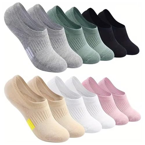 Hshenjhu 6 Pares Calcetines Tobilleros, Calcetines Deportivos Tobilleros Antiampollas Hombre Mujer, Cortos Calcetin Transpirables Antideslizantes Invisibles, Ideales para Casa, Correr, Trabajo, 33-41