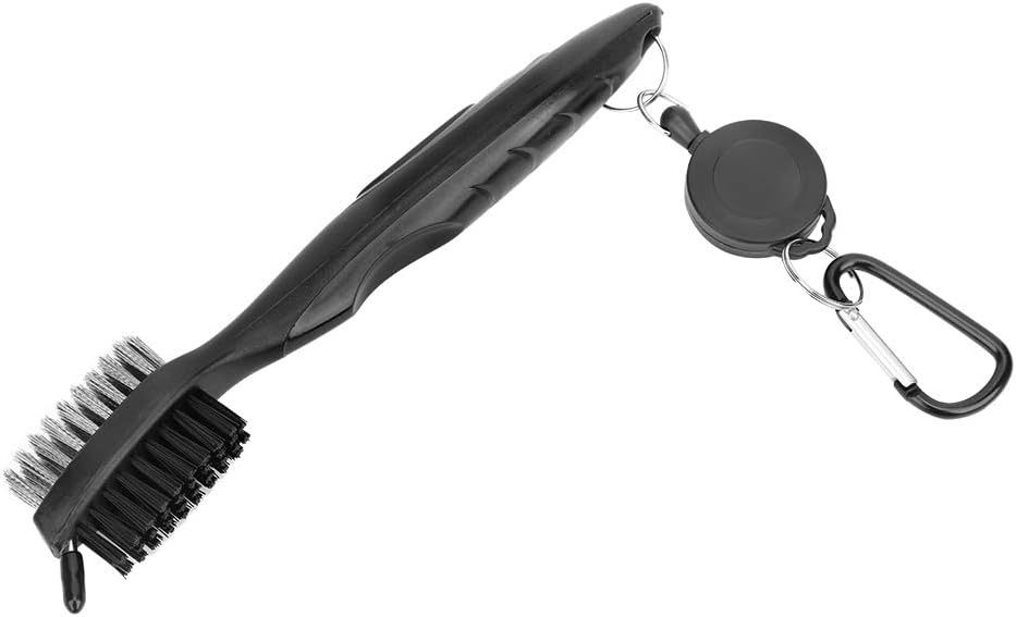 Golf Club Brush, Plastic PP Steel Cleaning Tool with Telescopic Lanyard and Hook, Ergonomic Design