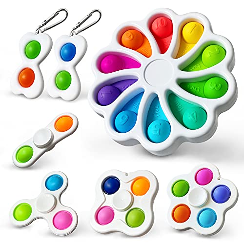 TYHJOY Flower Simple Dimple Fidget Toy, 7 Pack Dimple Digits Fidget Popper Dimples Anxiety Relief Stress Toys for Kids Adult