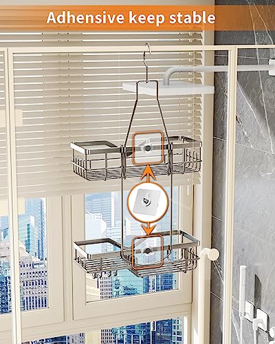 SWTYMIKI Hanging Shower Caddy Organiser, 2-Tier Stainless Steel Shower Shelf Hanging, No Drilling Installation - Image 3