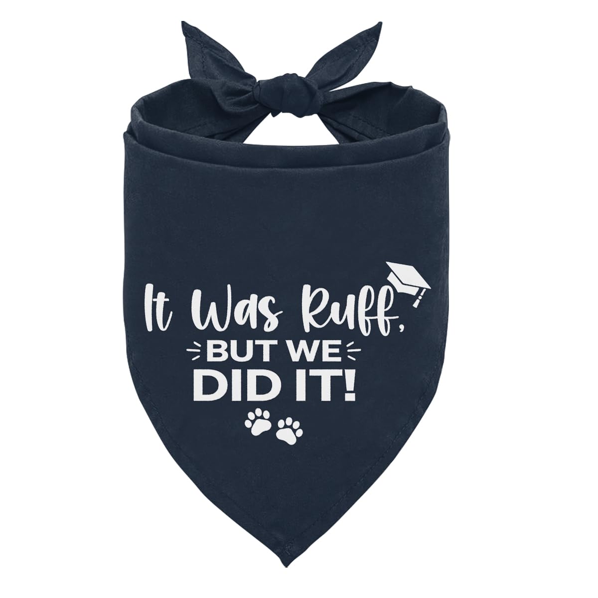 Graduation Dog Bandana, It was Ruff But We Did It Dog Bandana Graduation Announcement Gift, Dark Blue Pet Dogs Triangle Scarf Accessories for Small