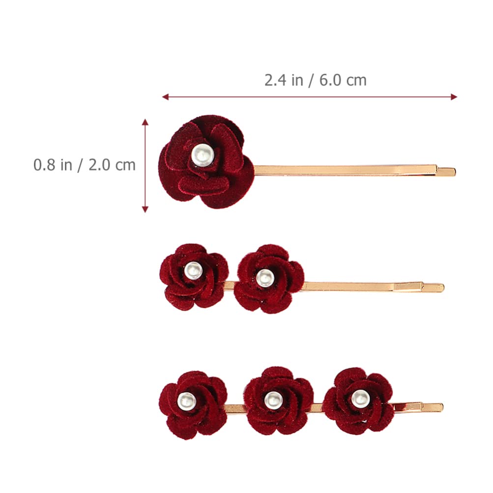 Lurrose Pearl Flower Hairpins Set of 3 Floral Hair Clips with Rose and Plastic Pearls for Bridesmaid Accessories Wedding Bridal Hair Decorations for Women and Girls - Image 2