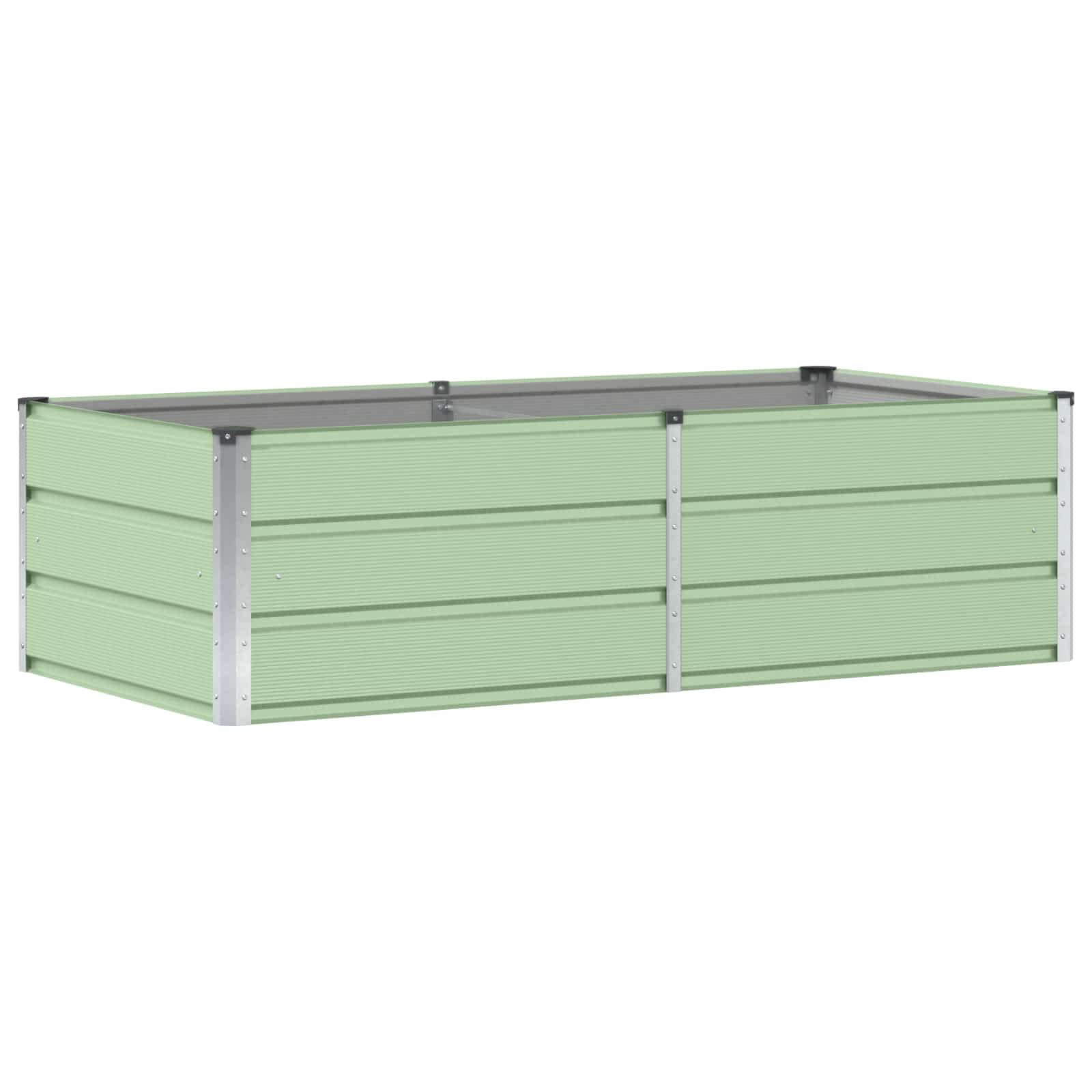 Donica Ogrodowa 160x80x45 cm Stal Zielona Nowoczesna Doniczka Zewnętrzna Wewnętrzna Duża Skrzynia Tarasowa Wytrzymała Industrialna Dekoracja