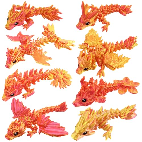 YVBBHE 8 Pcs 3D Printed Fidget Dragons with Eyes Toy
