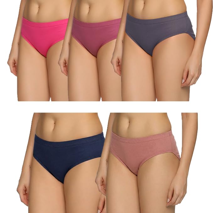 Women’s Bio-Washed Cotton Hipster Panty (Pack of 5, Colors May Vary) | Soft Inner Elastic, Full Coverage, Skin-Friendly Underwear-image-14