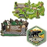 Great Smoky Mountains Set of 3 Magnets by Classic Magnets, 3D Rubber Vintage-Style Collectible Souvenirs and Gifts Made in The USA