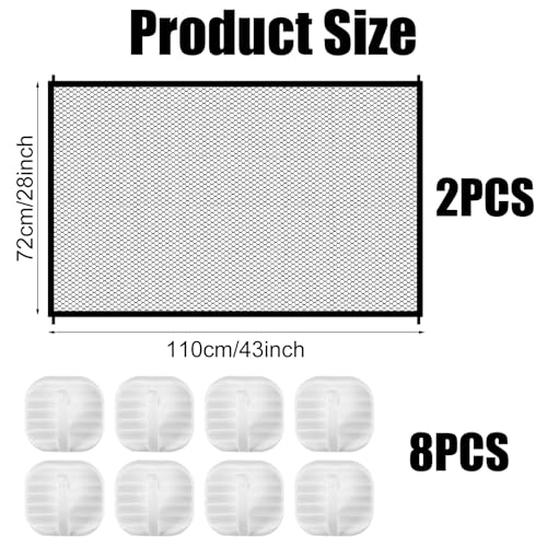 2 Stück Türgitter Katze 110x72 cm Türschutzgitter Ohne Bohren Katze, Hundetürgitter mit 8 Klebehaken, Treppenschutzgitter Hund Hundebarrieren, Türgitter für Hunde Katzen für Treppen, Korridore, Küchen