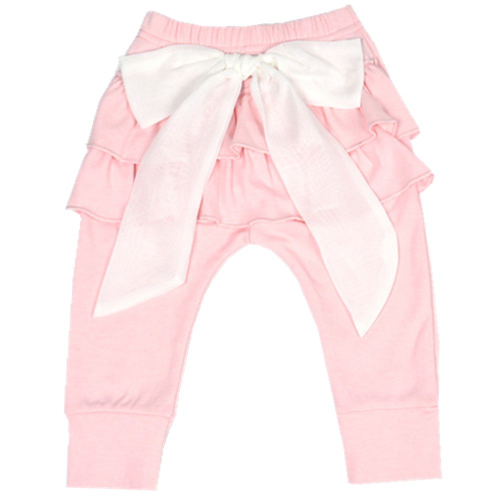 Ding-dong Baby Girls Bowknot Princess Lacework Pants(Pink,3T)