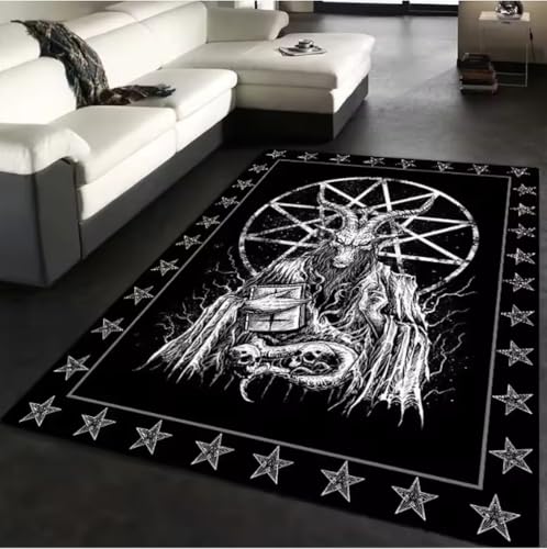 Tapis autel sorcière lune pentagramme gothique pour salon et table 100x160cm - 2