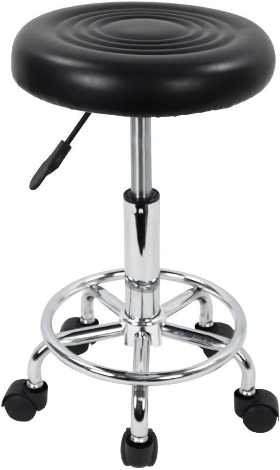 CSS® Furniture Adjustable Height Stool (16.5"–20") with Wheels – Rolling Swivel Stool for Office, Doctor, Bar, or Home Use – Ergonomic Design, Black Finish, 120 kg Capacity