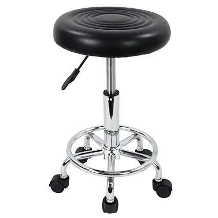CSS Furniture - Adjustable height 17 to 22 inches/Rounding/Moving Stool with Regal High Impact Nylon Black Wheels -Doctor/Office Stool/Chair/Cafeteria Stool/Bar Stool Finish Color -Black 1 Pcs