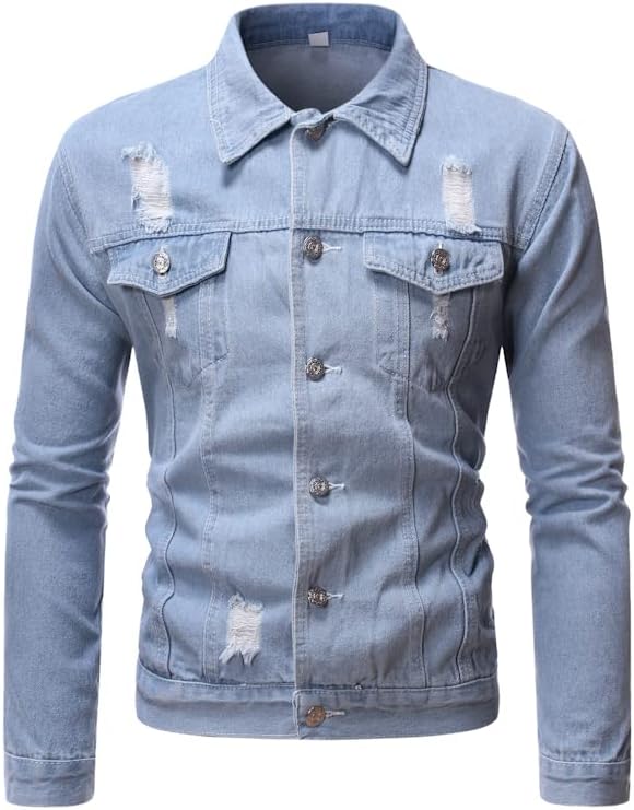 Black And Holes Denim Male Spring Autumn Ripped Jackets Men Jeans Coats Jacket For Coat