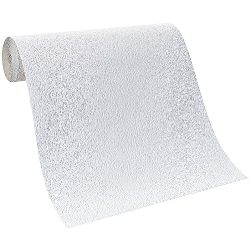Rasch Tapete 211405 - Weiße Unitapete mit erhabener Struktur - Extra Lang - 20m x 53cm (LxB)