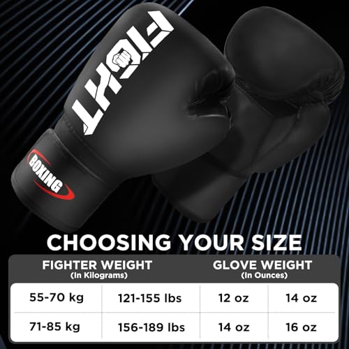 JUOIFIP Boxhandschuhe, Muay Thai Kickboxen Sparring für Lange Haltbarkeit, Männer und Frauen Kickboxhandschuhe für Kampfsport, MMA, Sparring, Muay Thai und Boxen, 14oz