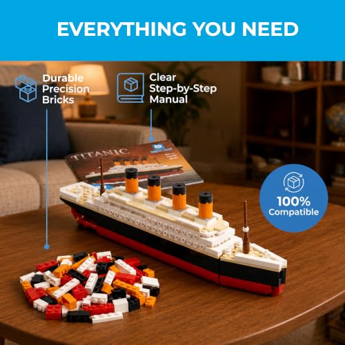 Image of Brick Loot Titanic Building Bricks Set (Mid Sized 217 Pieces) 100% Compatible, fits Lego and Other Major Brands