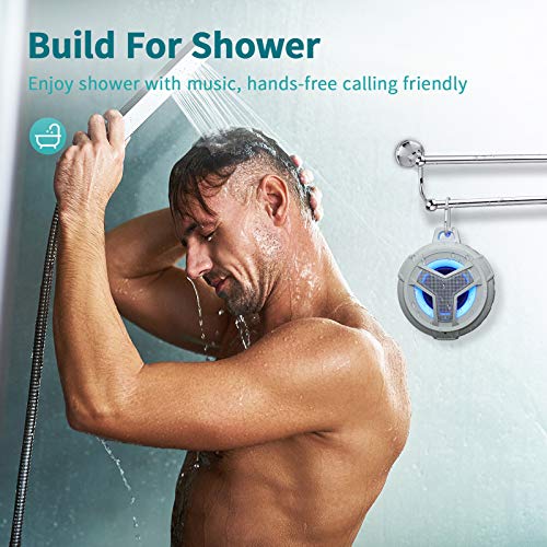 Eboda Shower Bluetooth Speaker, Ipx7 Waterproof Portable Floating Speaker With Loud Hd Sound, True Wireless Stereo Speaker With Led Light, 24H Play For Shower Pool Beach, Gifts For Men, Women - Gray #TOP6