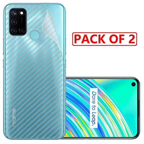 Image of Compatible with (Pack of 2) Oppo Realme C17 Back Screen Protective Film Carbon Fiber Skin Transparent Screen Guard Sticker