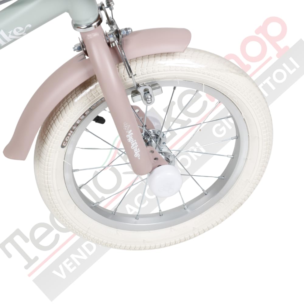 Bicicletta Bambina Vintage Magik Bike Antonella con Cestino e Rotelle Rimovibili, Telaio Acciaio, Sella Regolabile