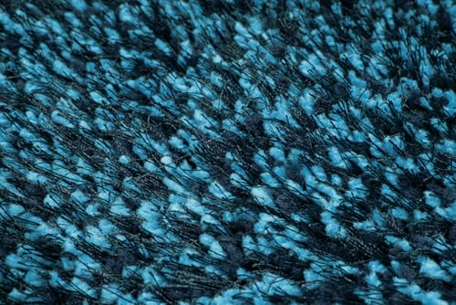 Image of FIASCO Tie Dye Shaggy Carpet Bedside Runner | 2 Inch Pile Height Back in Canvas for Bedroom, Kids Room, Guest Room Microfiber Soft Plush Fluffy Shaggy Carpet | 1.5x4 Feet Blue Turquoise Mix