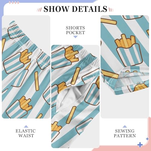 ALAZA French Fries Blue Striped Pajama Pants Long Sleep Pant Pajama Bottoms Elastic Waist with Pockets4