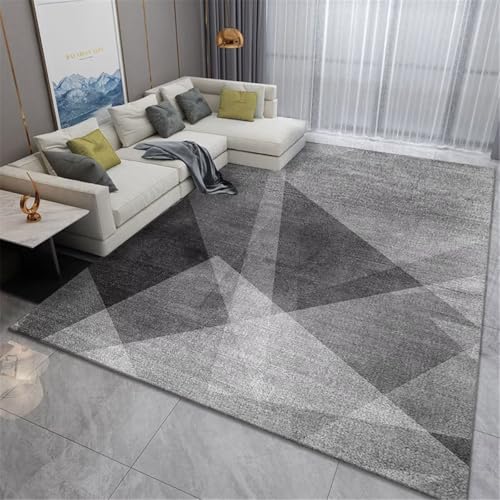 Tapis de chambre géométrique gris 200x260cm modernisez votre descente de lit avec style - 2