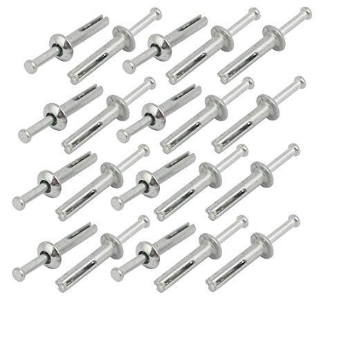 Aexit 6mm Punch Fastener Dia 30mm Depth Zinc Alloy Drive Anchor Silver Tone 20pcs Model:87as238qo428