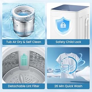 Auertech Portable Washing Machine, 2.0 cu.ft Capacity Fully Automatic Washer with Drain Pump, 7 Programs, 4 Water Levels, Portable Washer Dryer Combo for Apartment, RV, Dorm