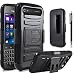 Blackberry Classic Case, Combo Rugged Shell Cover Holster with Built-in Kickstand and Holster Locking Belt Clip Black + Circle(TM) Stylus Touch Screen Pen