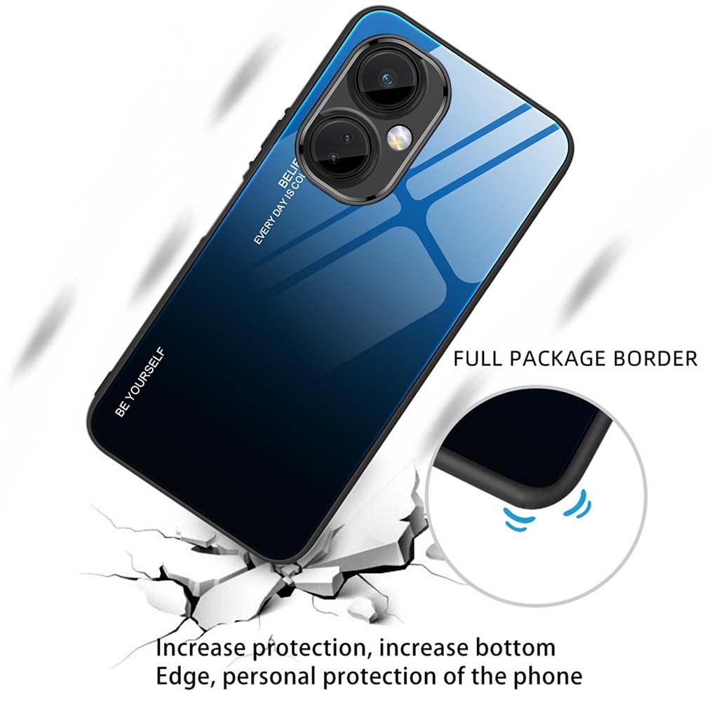 UPLAI Coque Pour OnePlus Nord CE 2 Lite 5G, Très Mince Dégradé De Couleur Verre Trempé Antichoc Housse, Souple TPU Silicone Mode Coloré