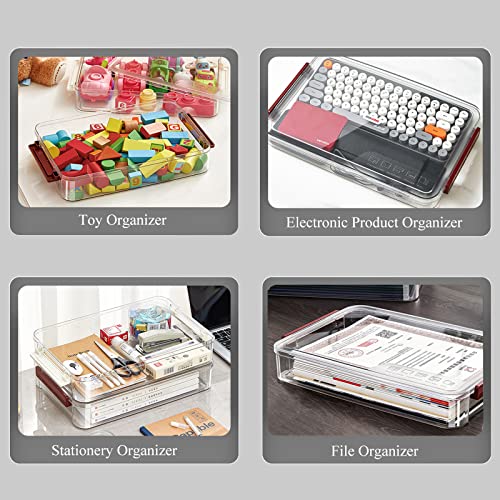 Lipcheego Clear Plastic Storage Box With Latching Lids, Paper Storage Box Stackable Pet Plastic File Box For Organizing 8.5 X 11 Letter A4 File Paper, Photo, Document, Scrapbook (2Pack, Blue) #TOP6