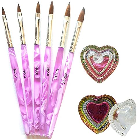 8pcs acrylic nail brush set for acrylic powder with glass dappen dish with lid for nails pincel para acrilico brushes for acrylic nails set uv gel nails Nail art acrylic Brush Liquid Crystal tools Cover