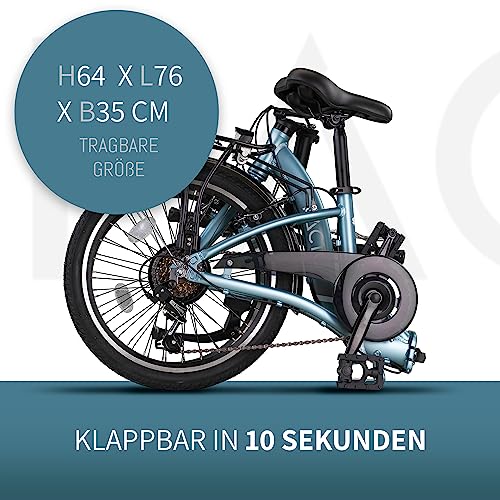 PACTO SIX - Hollandrad Hochwertiges Klappfahrrad 27cm Aluminiumrahmen Bike 20 Zoll Aluminiumräder...
