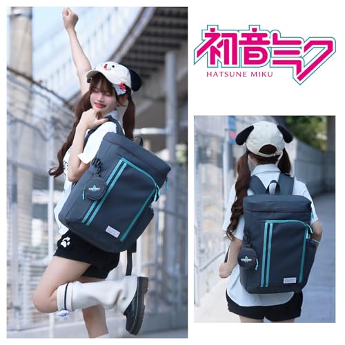 Image of FIREFIRST x Hatsune Miku Backpack-Grey,19L-Miku Merch Birthday Gift | Includes a Mini Storage Pouch,Insulated Pockets,Miku Laptop Backpacks for Outdoor,Travel,Concerts,Miku Cosplay