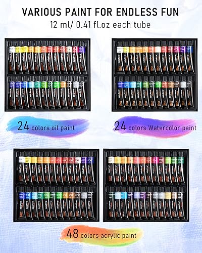 Nicpro-158PCS-Deluxe-Large-Painting-Kit-with-Metal-and-Solid-Beech-Wood-Easel-Acrylic-Oil-Watercolor-Paint-Set-Paint-Brushes-Canvases-Palette-Paper-Pad-Professional-Art-Set-for-Adults-Artist