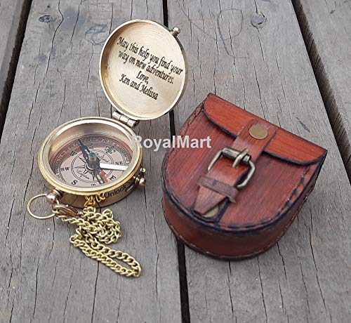 Brújula personalizada Royalmart grabada, estilo vintage de latón, para regalos de graduación, aniversario o Navidad miniatura 5
