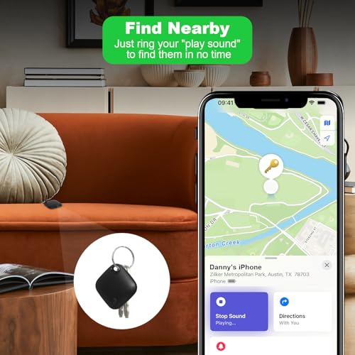 AURTEC Smart GPS Tracker für Haustiere, Fahrzeuge, Schlüssel und Gepäck, kompatibel mit Apple Find My App (nur iOS), Echtzeit-globale Standortverfolgung, Lange Akkulaufzeit, Geo-Fencing, 1 Stück