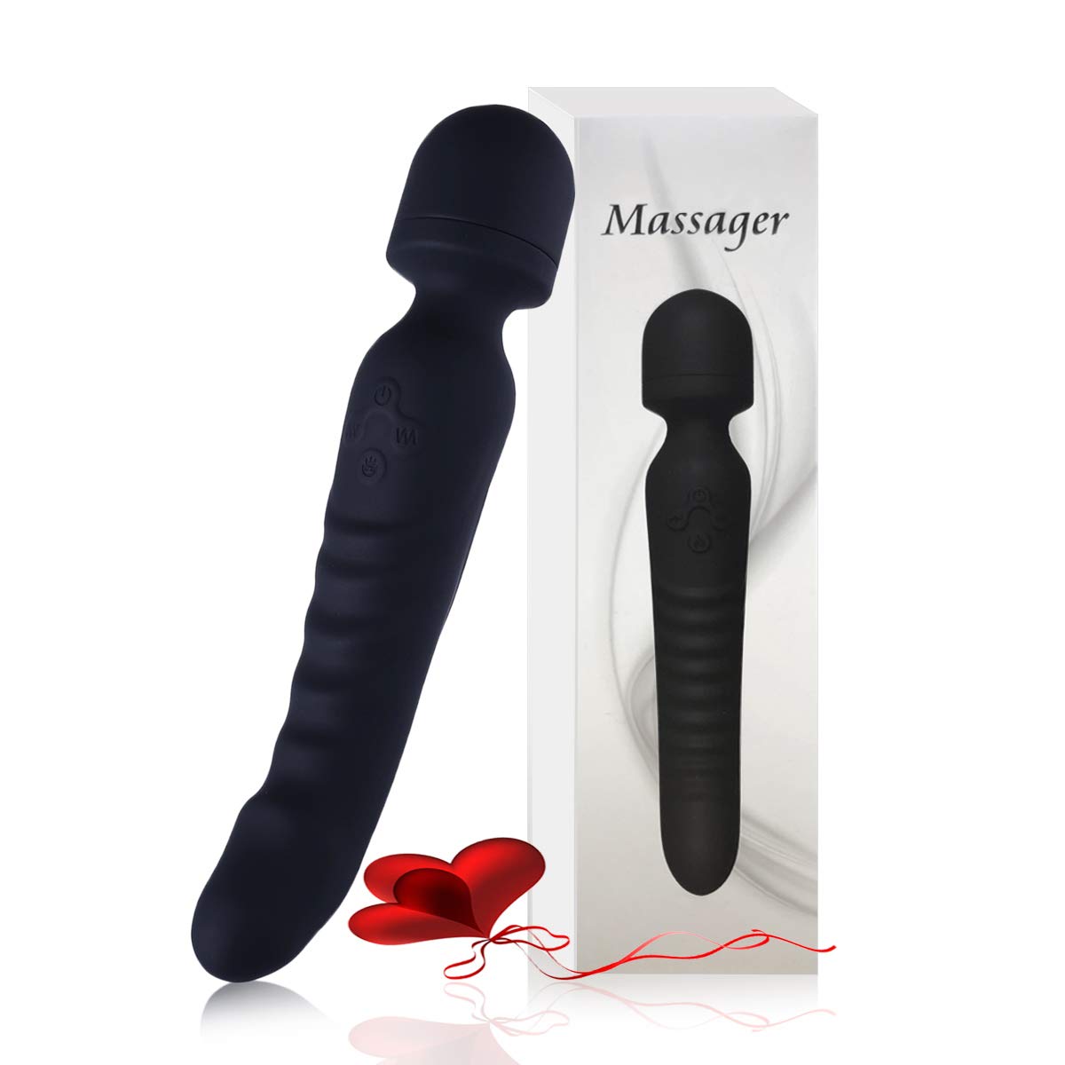 Personal Wireless Hand-held Wand Massager, 7 Vibration Modes, Personal Waterproof Silent Massager, Relieve Muscle Fatigue, USB Rechargeable (Black)